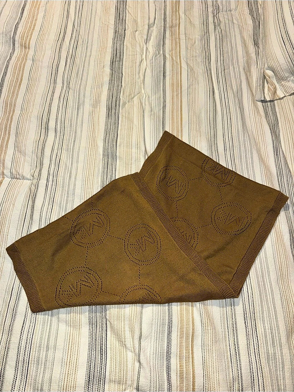 Michael Kors MK Logo Knit Infinity Scarf Brown